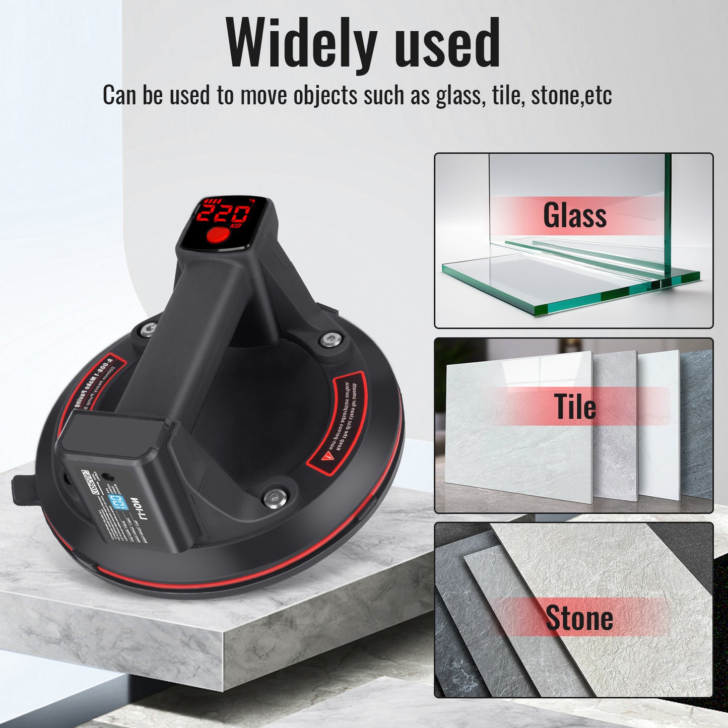 220KG Electric Vacuum Suction Cup - Heavy-Duty Glass Tile Lifter