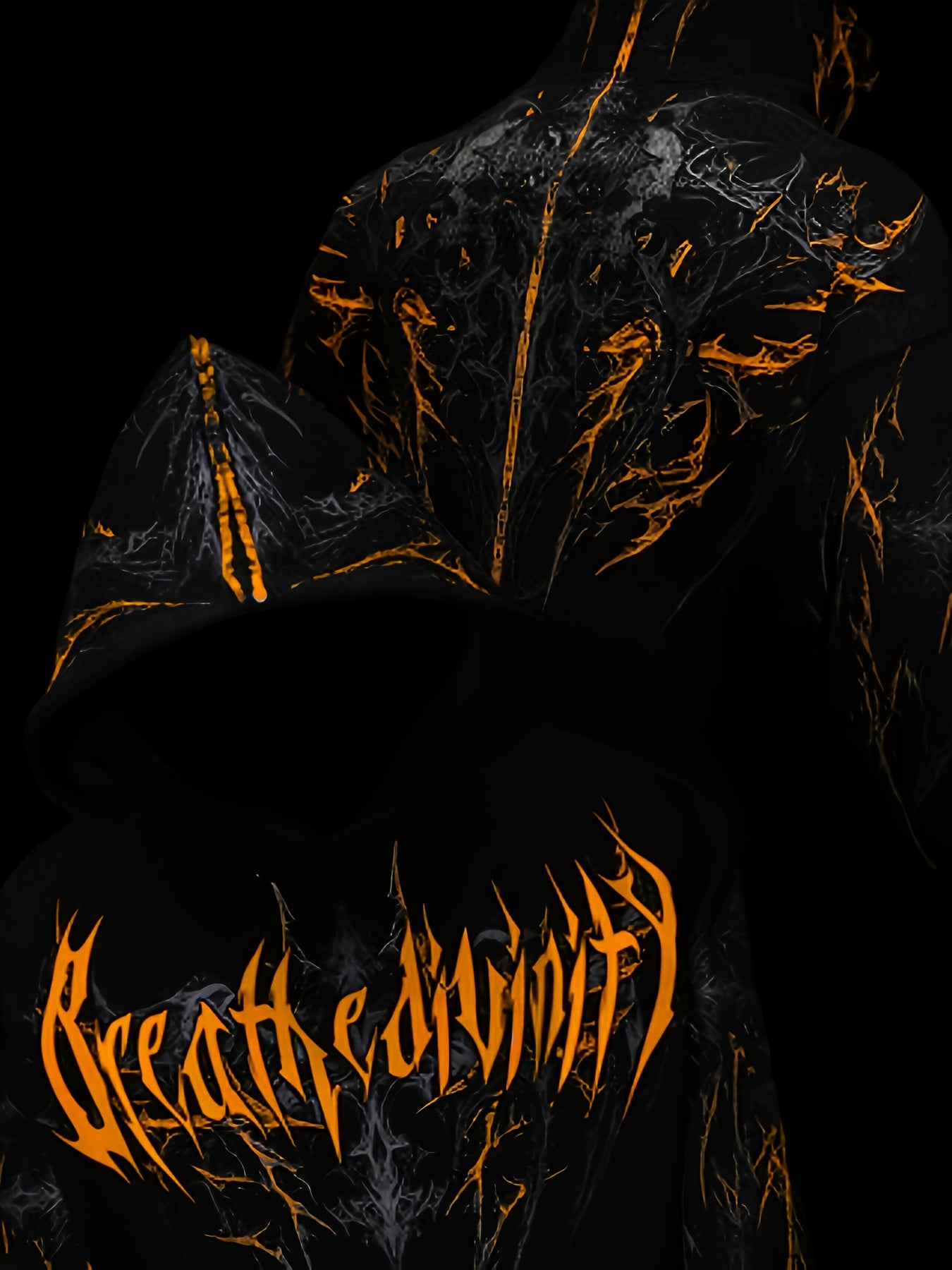 Men's Gothic Hoodie - Loose Fit Full-Zip with Pockets