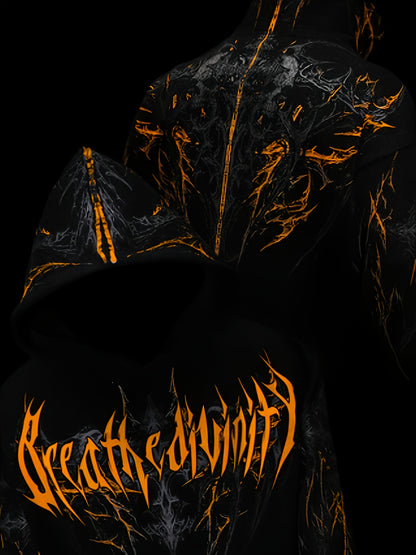 Men's Gothic Hoodie - Loose Fit Full-Zip with Pockets