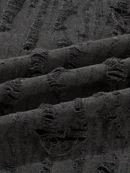 Men's Summer Distressed T-Shirt - Gray Ripped Design