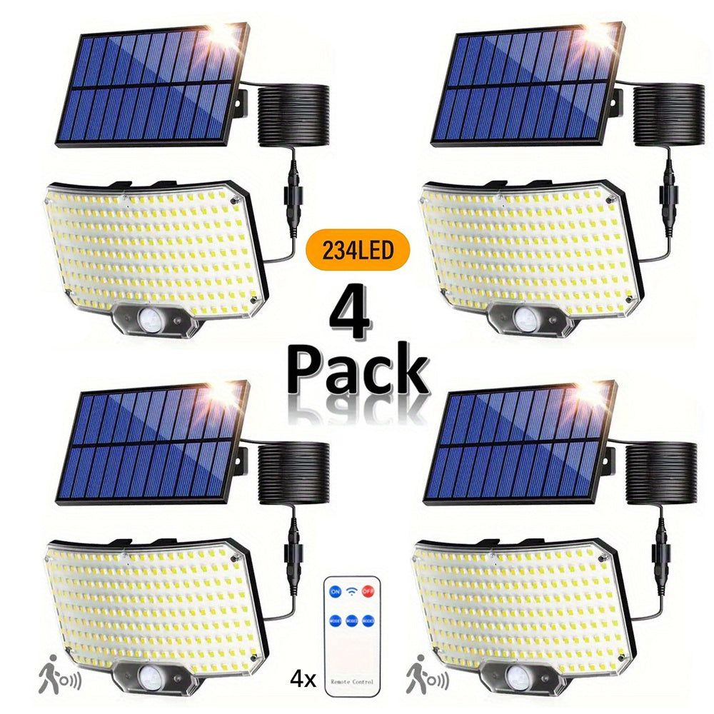 MACROCOSM 4pcs Smart Solar Wall Lights - 234 LED Motion Sensor Remote