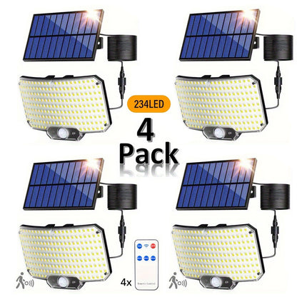 MACROCOSM 4pcs Smart Solar Wall Lights - 234 LED Motion Sensor Remote