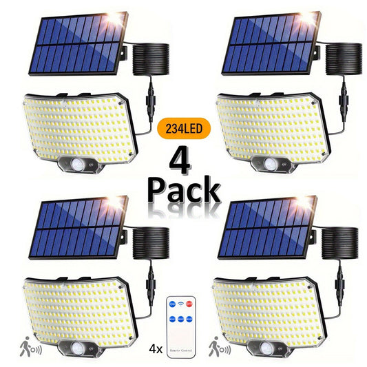 MACROCOSM 4pcs Smart Solar Wall Lights - 234 LED Motion Sensor Remote