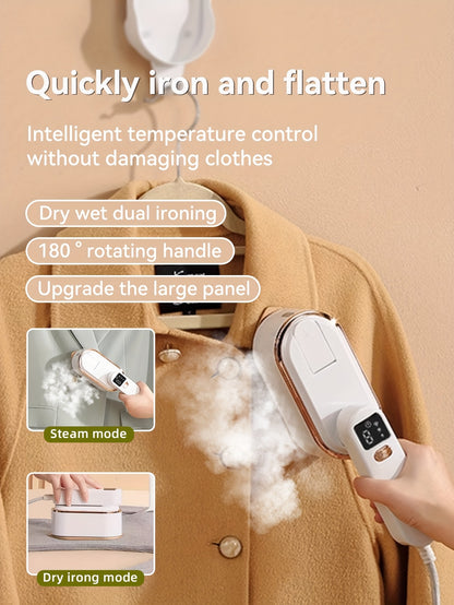 Handheld Steamer with Iron - 3-Speed 180° Rotatable 2-in-1