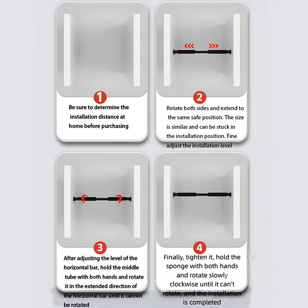 Adjustable Door Pull-Up Bar 61.98-100.08cm - No-Drill Carbon Steel