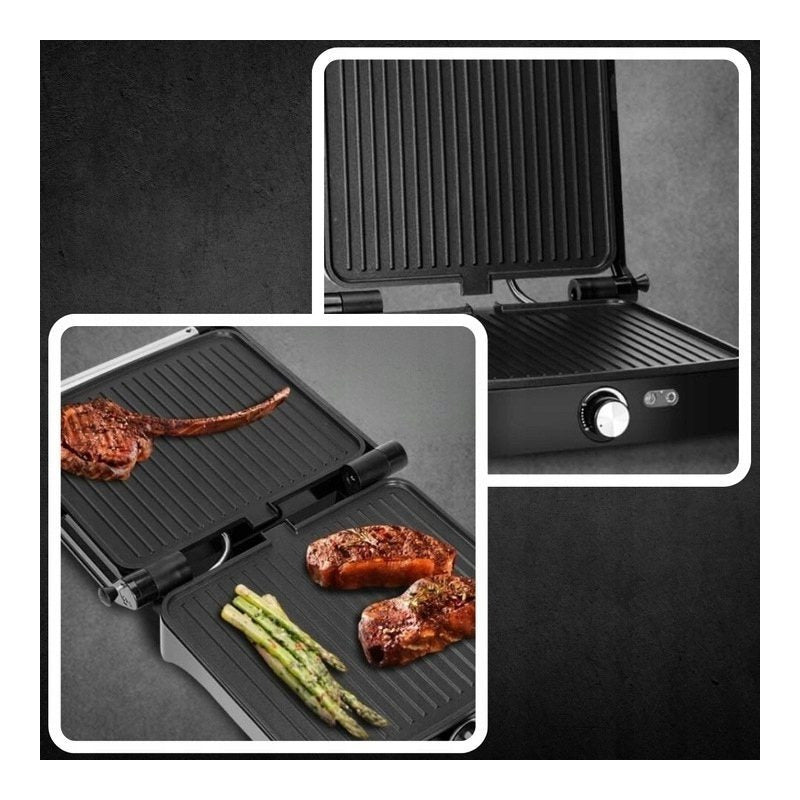 MEMFLOW Electric Panini Grill Toaster 1000W - Foldable Non-Stick