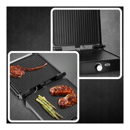 MEMFLOW Electric Panini Grill Toaster 1000W - Foldable Non-Stick