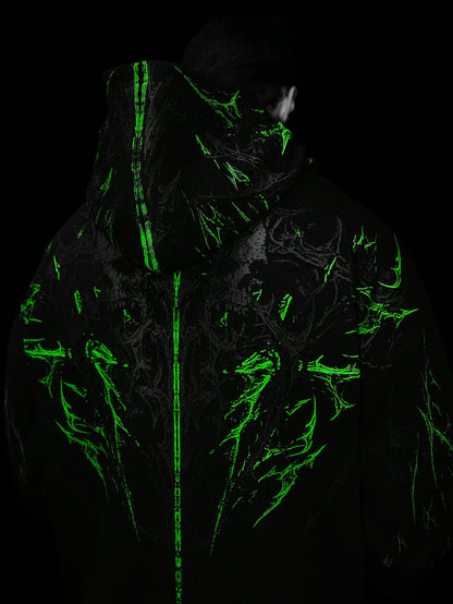 Men's Gothic Letter Print Zip Hoodie - Full-Zip with Pockets