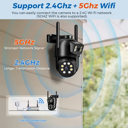 ZHXINSD Wireless Smart Security Camera - PTZ 355° AI 1920p Dual Lens