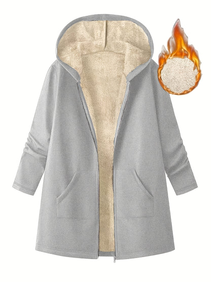 Plus Size Women's Winter Hooded Jacket - Ultra-Warm Plush Coat