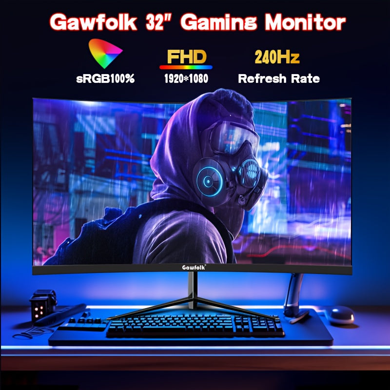 Gawfolk 32" Curved Gaming Monitor - 240Hz VA Panel FHD