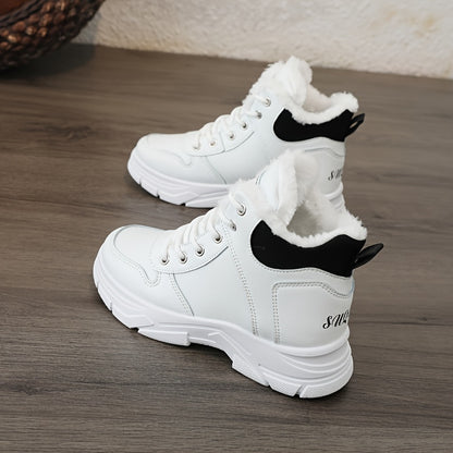 Women's Insulated Winter Lightweight Boots - Plush Collar Thick Sole White