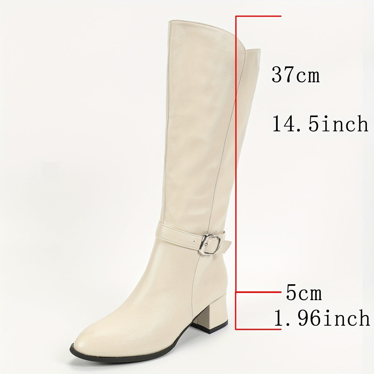 Women's Elegant Almond Mid Heel Knee-High Boots - Faux Leather