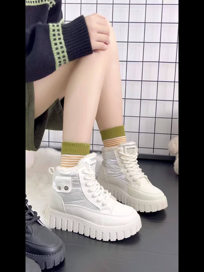 Women's Winter Boots - Thick Platform Lace-Up Ankle Boots