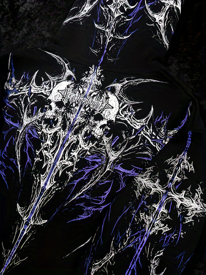 Men's Gothic Hoodie - Loose Fit Full-Zip with Pockets