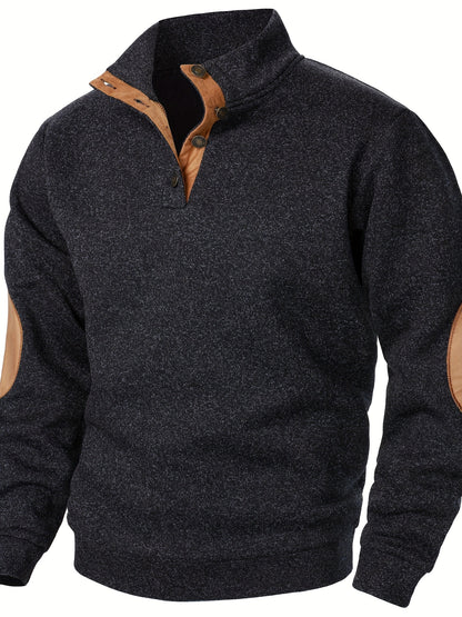Men's Stand-Collar Casual Sweatshirt - Autumn Winter Long Sleeve
