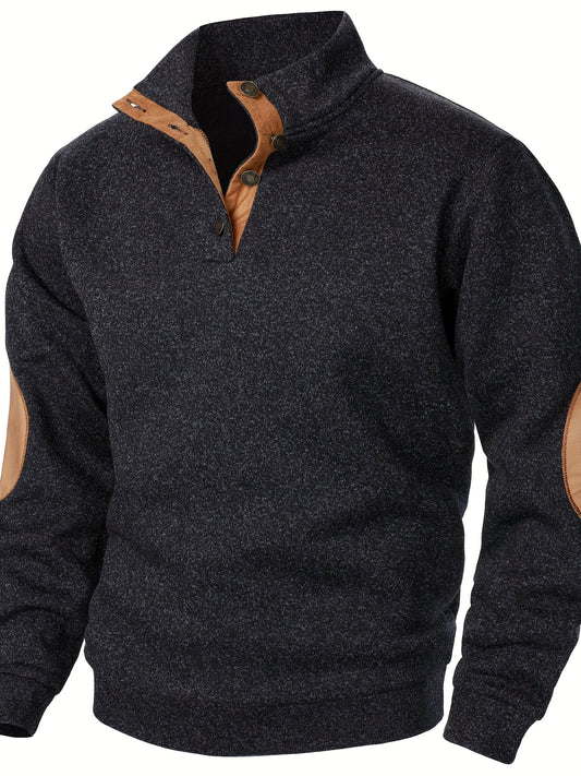 Men's Stand-Collar Casual Sweatshirt - Autumn Winter Long Sleeve
