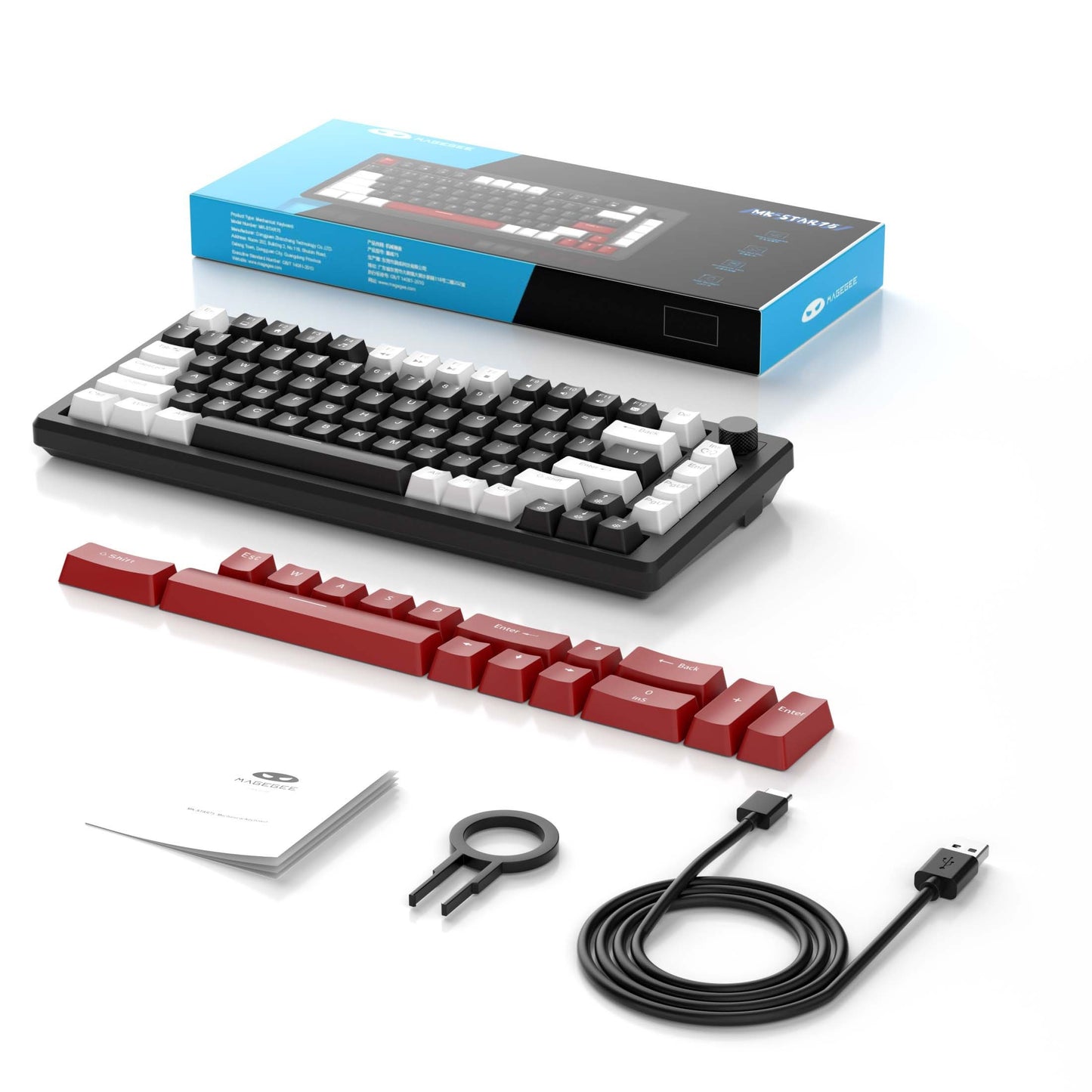 MAGEGEE Compact 75% Mechanical Gaming Keyboard - Ice Blue Backlit