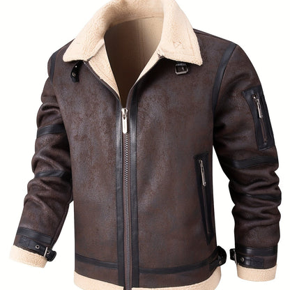 Men's Autumn-Winter Thickened Fleece-Lined Bomber Jacket