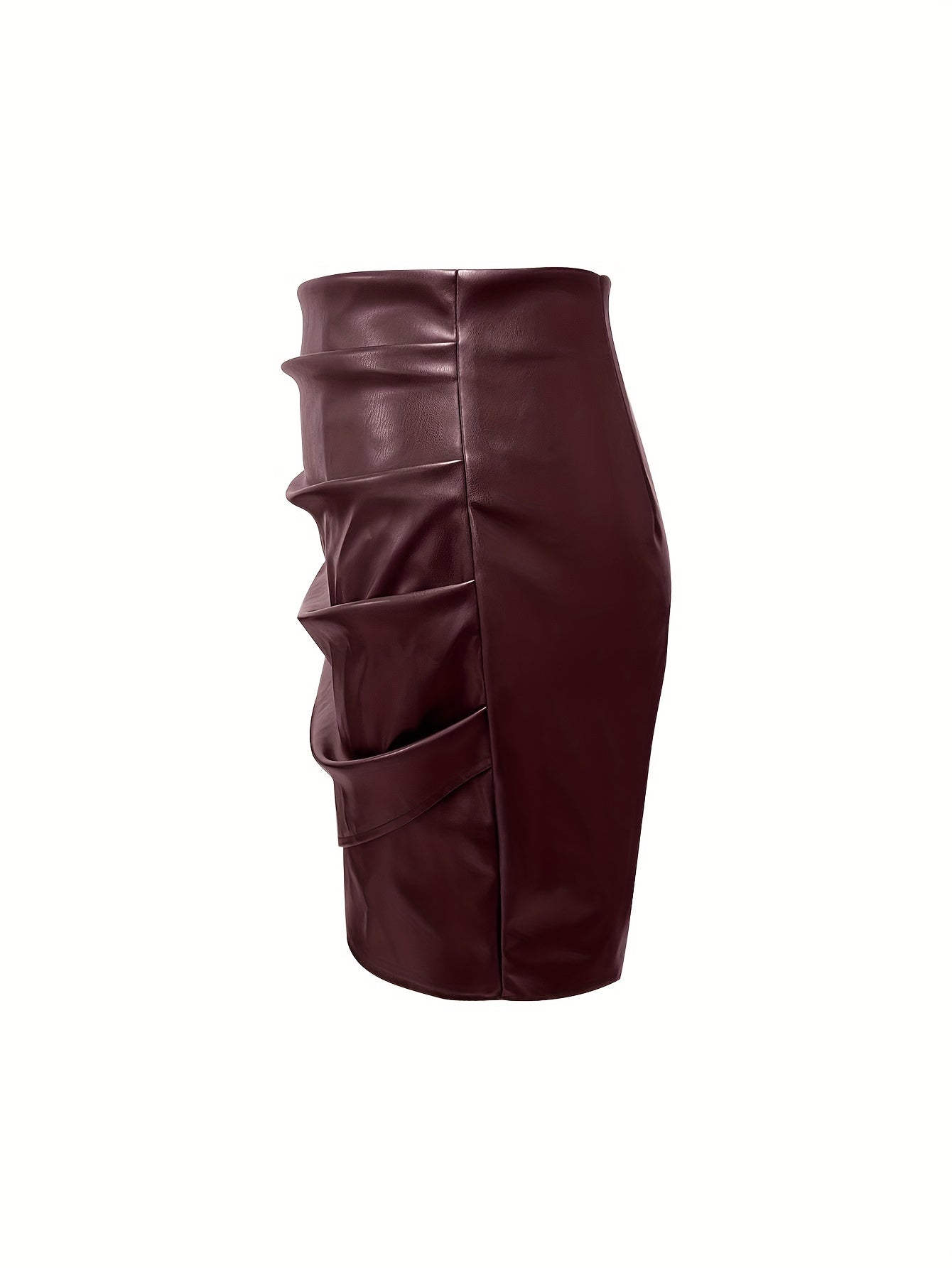 Women's Elegant PU Leather Skirt - Solid Color Half Skirt