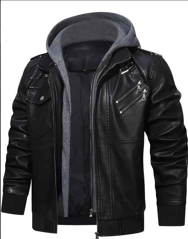 Men's Hooded Jacket - Full-Zip Zippered Pockets Lightweight
