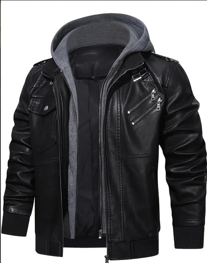 Men's Hooded Jacket - Full-Zip Zippered Pockets Lightweight