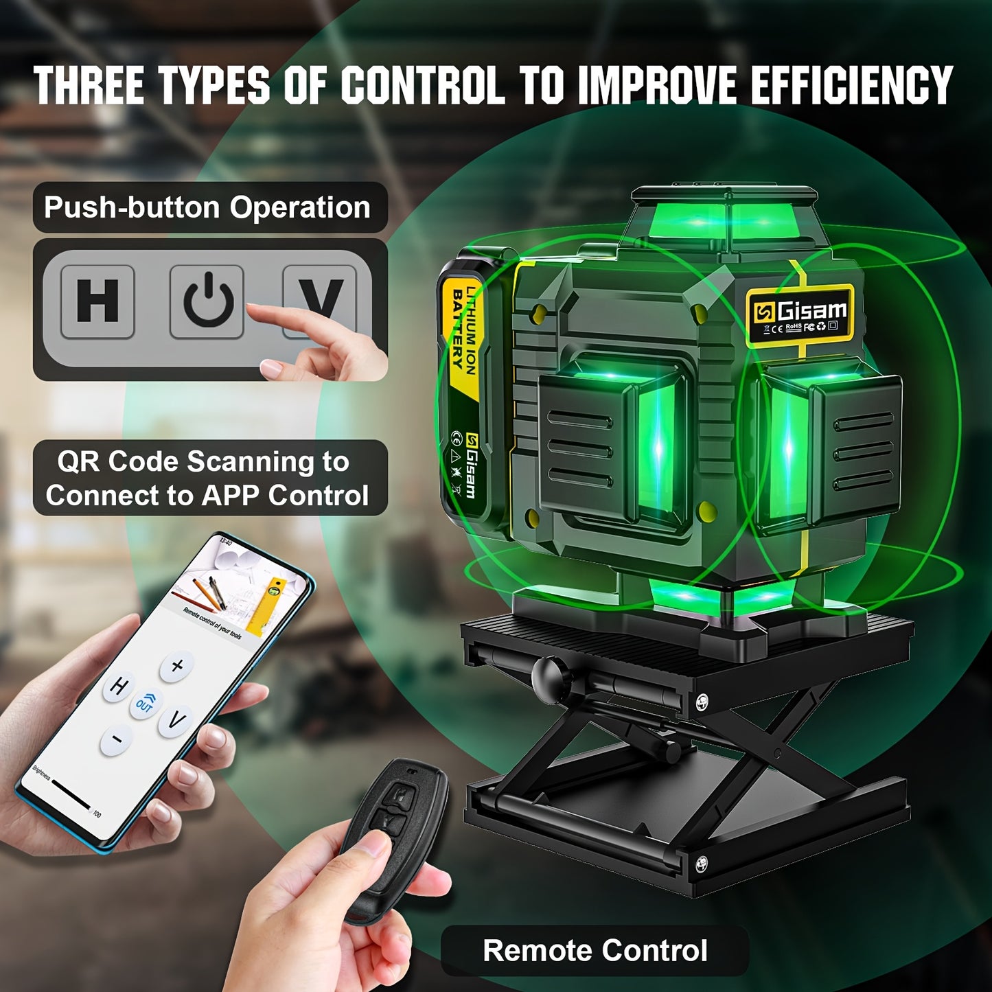 highsam 4D Laser Level - 16 Line Cross 360 Self Leveling 2 Battery