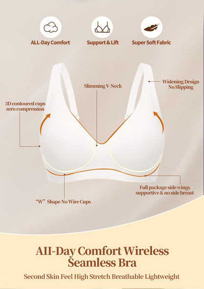 Full-Coverage Push-Up Bra - Wire-Free High Lift Non-Detachable Pad