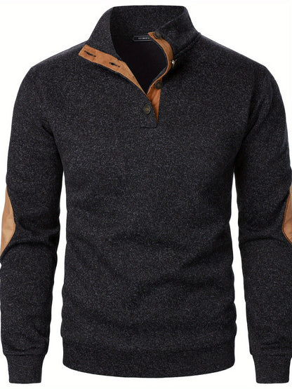 Men's Stand-Collar Casual Sweatshirt - Autumn Winter Long Sleeve