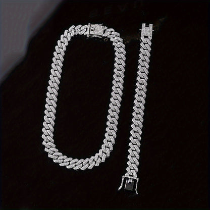 2pcs Necklace + Bracelet Set - Punk Hip Hop Chain Unisex