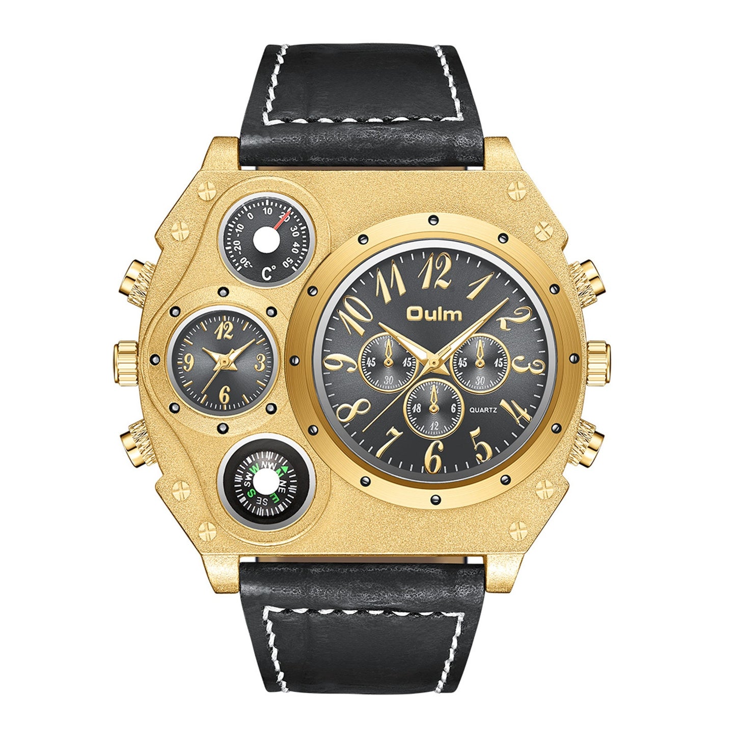 JewelryWe Men's Punk Gothic Quartz Watch - Dual Time Zone