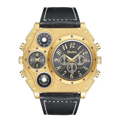 JewelryWe Men's Punk Gothic Quartz Watch - Dual Time Zone