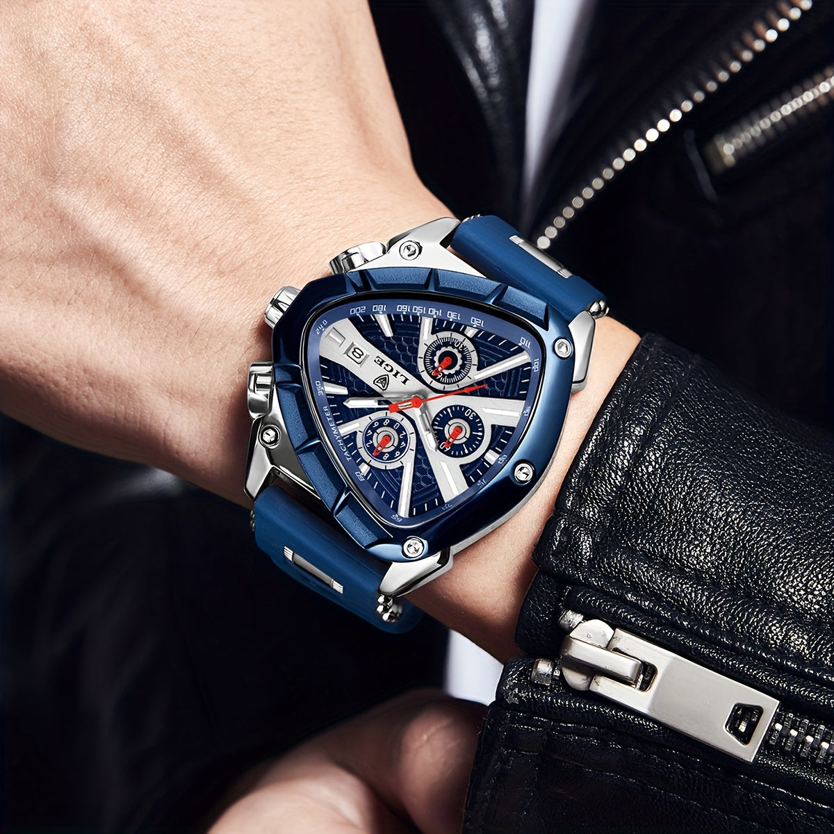 LIGE Men's Quartz Watch - Minimalist Triangle Dial World Time