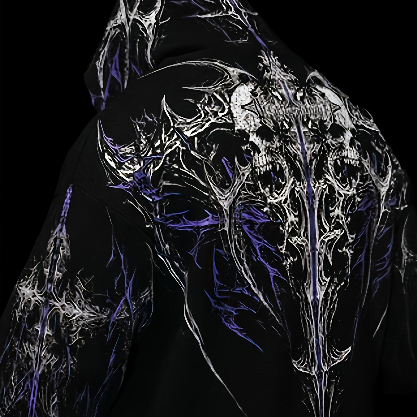 Men's Gothic Hoodie - Loose Fit Full-Zip with Pockets