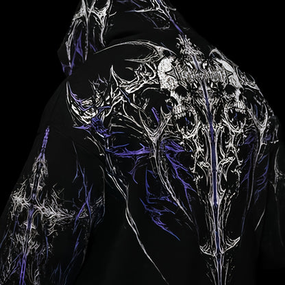 Men's Gothic Hoodie - Loose Fit Full-Zip with Pockets