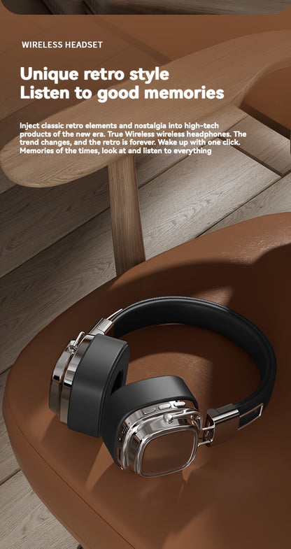 Retro Wireless Headphones - HiFi Deep Bass with 350mAh Battery