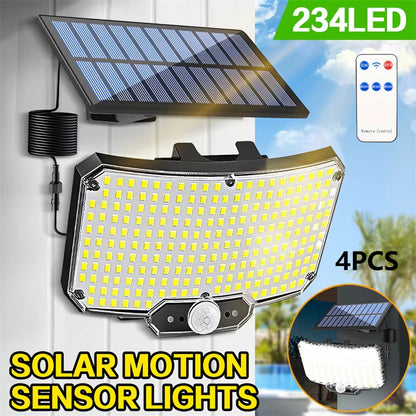 MACROCOSM 4pcs Smart Solar Wall Lights - 234 LED Motion Sensor Remote