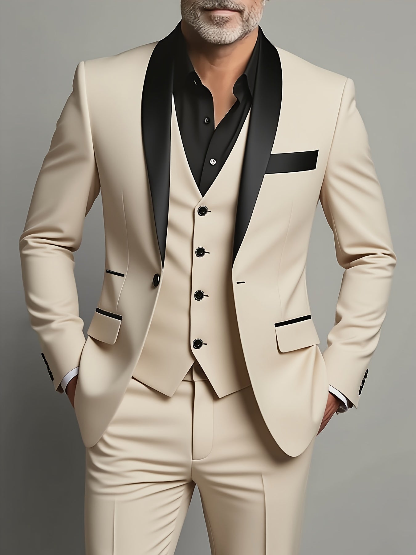 Men's 3pcs Suit Set - Blazer Vest Pants Elegant