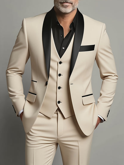 Men's 3pcs Suit Set - Blazer Vest Pants Elegant