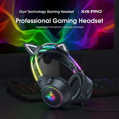 ONIKUMA RGB Gaming Headset - Detachable Cat Ear with Surround Sound