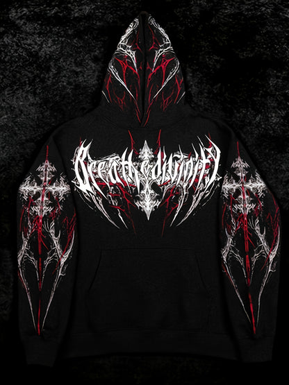 Men's Gothic Hoodie - Loose Fit Full-Zip with Pockets