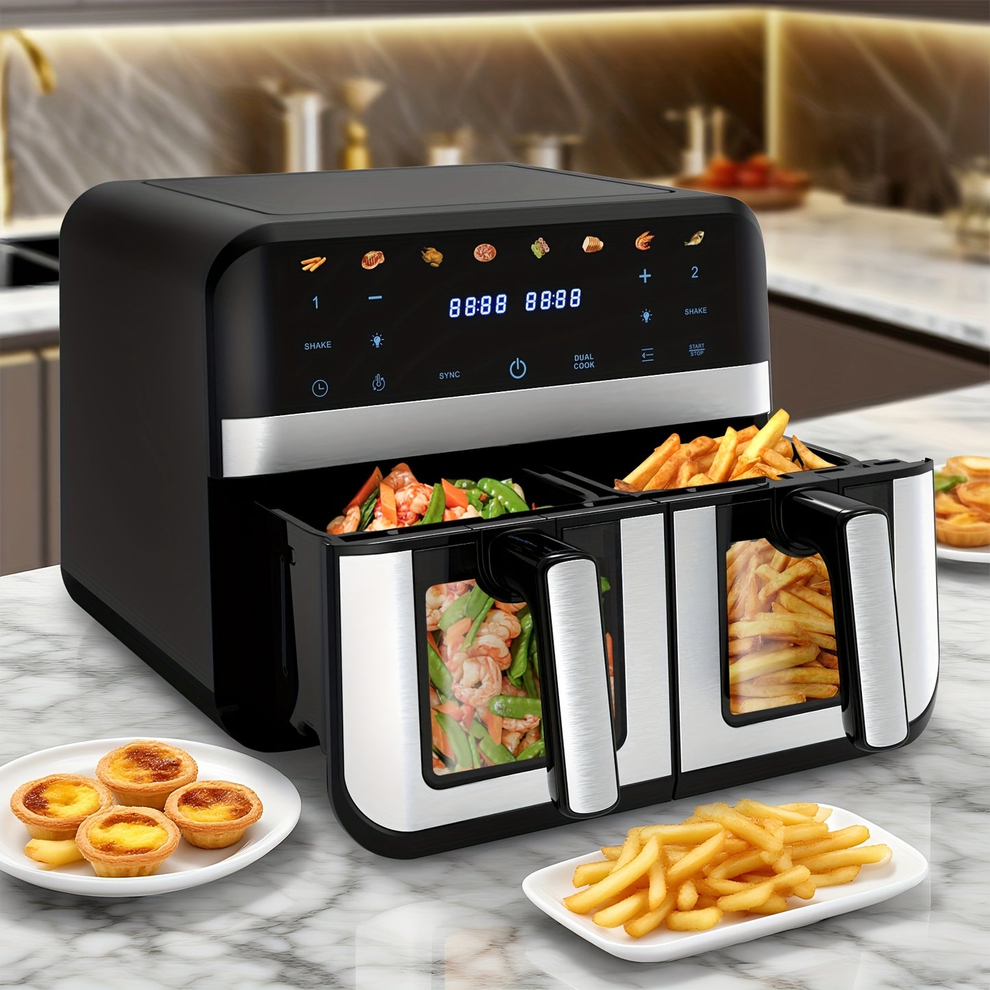 Kehot 9L Dual Door Air Fryer 2400W - 8-in-1 Smart Touchscreen