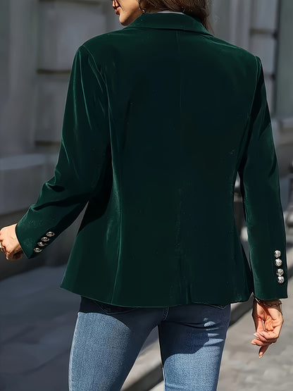 Women's Elegant Single-Breasted Blazer - Tailored Collar Long Sleeve