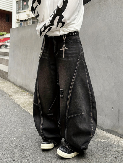 Men's Loose-Fit Y2K High-Street Jeans - Urban Streetwear