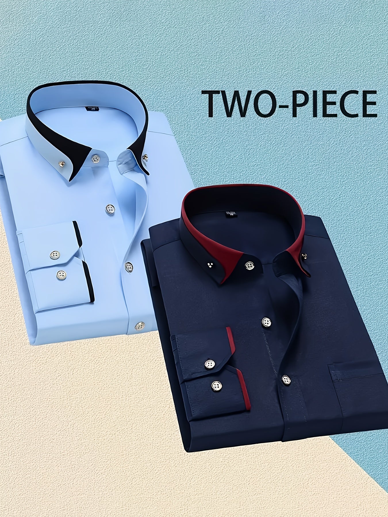 1+1 Men's Double Lapel Long Sleeve Shirt - Fashion Business Casual