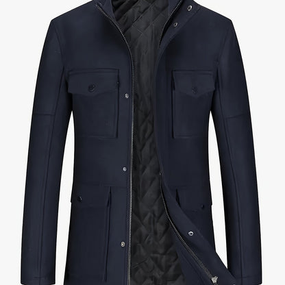 Men's Autumn/Winter Tweed Coat - Business Double-Breasted Wool