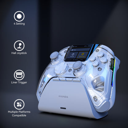 FIEHDUW Wireless Gaming Controller - Hall Effect RGB V2 White