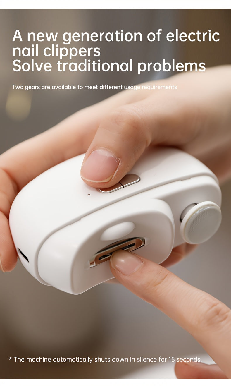 2-in-1 Electric Nail Clipper & Polisher - LED Light USB Charging