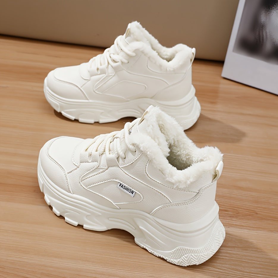 Women's Winter Warm Plush-Lined Mid-Top Sneakers