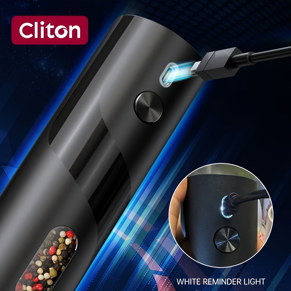 Electric Salt & Pepper Grinder - Rechargeable USB LED